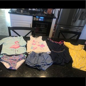 4t summer time bundle: rompers, bathing suit, tank